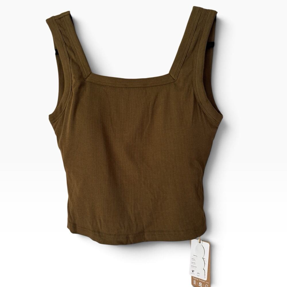 NWT OGL Slinky Square Open Back Bra Tank Top Olive Green Size Medium